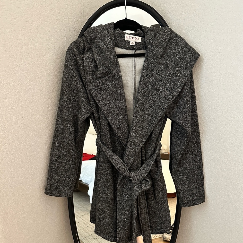 Merona Gray wrap coat. Size large.